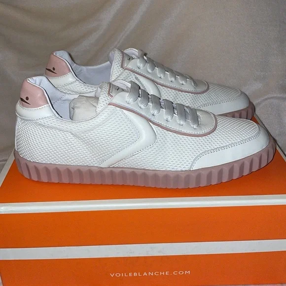 NWT VOILE BLANCHE SELIA Leather Sneakers in
White-Light Pink - Picture 9 of 14